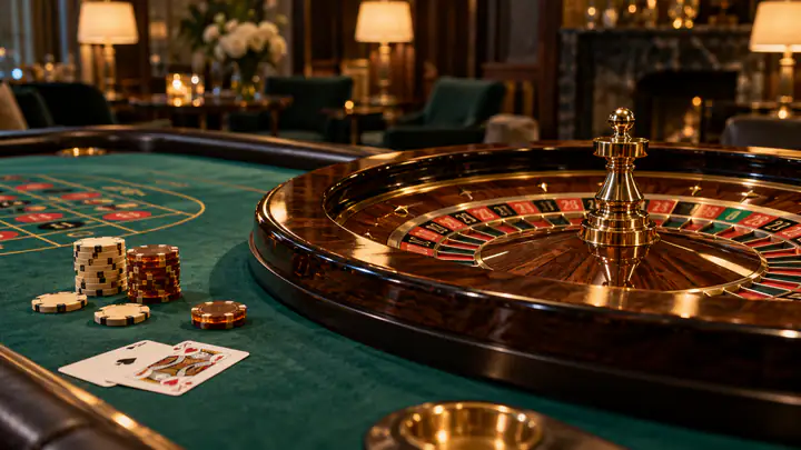 Cards and chips at a live table